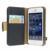 Housse à clapet lateral cuir noir avec porte cartes Bluestork iPhone 5