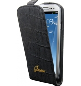 Etui à rabat finition croco. Noir Galaxy SIII Mini
