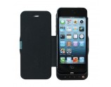 Etui batterie à rabat noir 2400maH pour iPhone 5