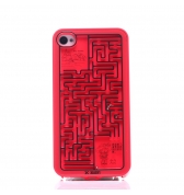 Coque rigide jeux labyrinthe rouge avec billes pour iPhone 4/4S