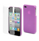 Coque lavande petits trous Sport Back et protege ecran iPhone 4/4S