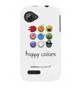 Coque motif Smiley Happy Colors rubber Blanc by Moxie pour Wiko Cink Slim