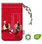 Pochette universelle Zazazou rouge en coton bio avec ruban gris à pois blancs