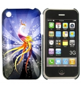 Coque oiseau de paradis tons roses sur fond bleu gris iphone 3g 3gs