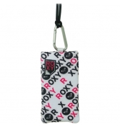 Etui Chaussette Roxy universelle blanche imprimée en rose et noir