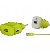 Pack charge 3 en 1 Colorblock vert metal pour iPhone/iPod