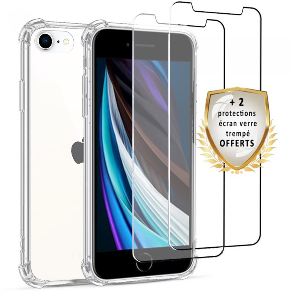 -20€ sur Coque pour iPhone SE 2020 Antichoc Silicone + 2 ...