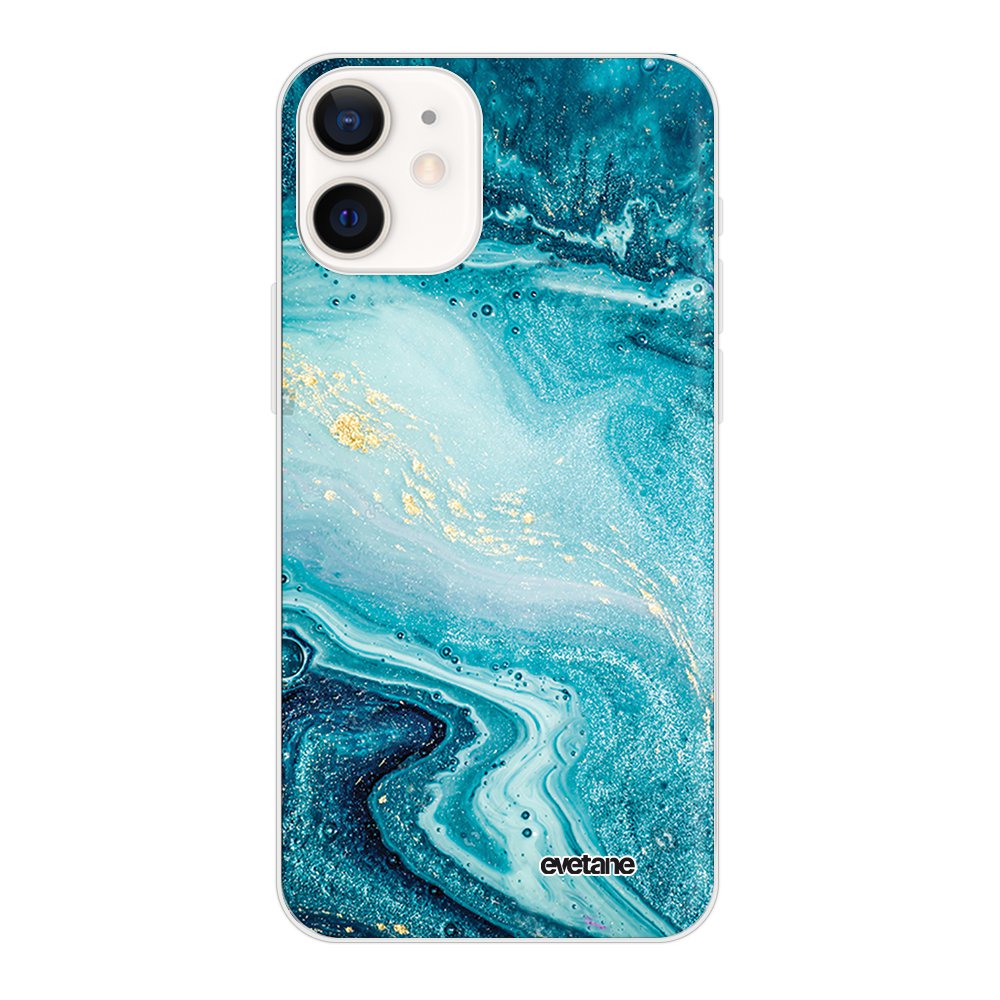 7€ sur Coque pour iPhone 12 mini 360 intégrale transparente Bleu Nacré Marbre Ecriture Tendance