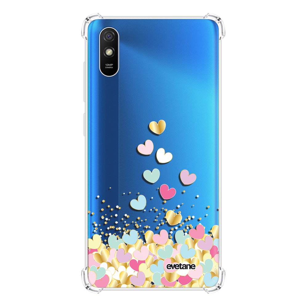 -7⬠sur Coque pour Xiaomi Redmi 9A anti-choc souple angles renforcés transparente Coeurs Pastels redmi note 9a coque