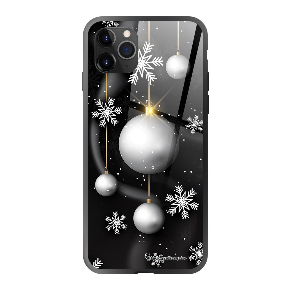 -5â¬98 sur Coque pour iPhone 11 Pro soft touch noir effet glossy Boules Etoiles Noel neiges coque iphone 11 noel