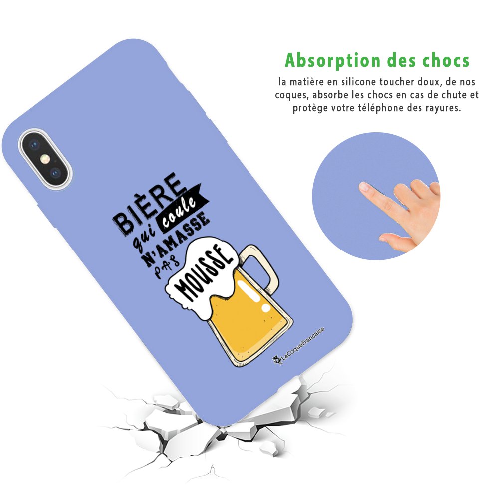 Coque Silicone Qui Ne Jaunit Pas -17% sur Coque pour iPhone X/Xs Silicone Liquide Douce lilas Bière qui