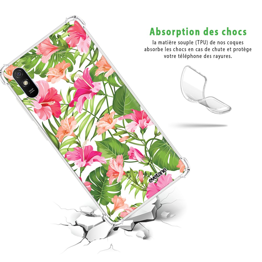 -7⬠sur Coque pour Xiaomi Redmi 9A anti-choc souple angles renforcés transparente Fleurs redmi note 9a coque