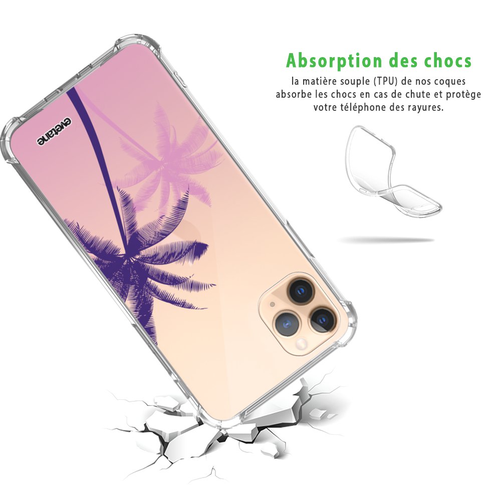 -7⬠sur Coque pour iPhone 11 Pro Max anti-choc souple angles renforcés transparente Palmiers et coque iphone 11 nude