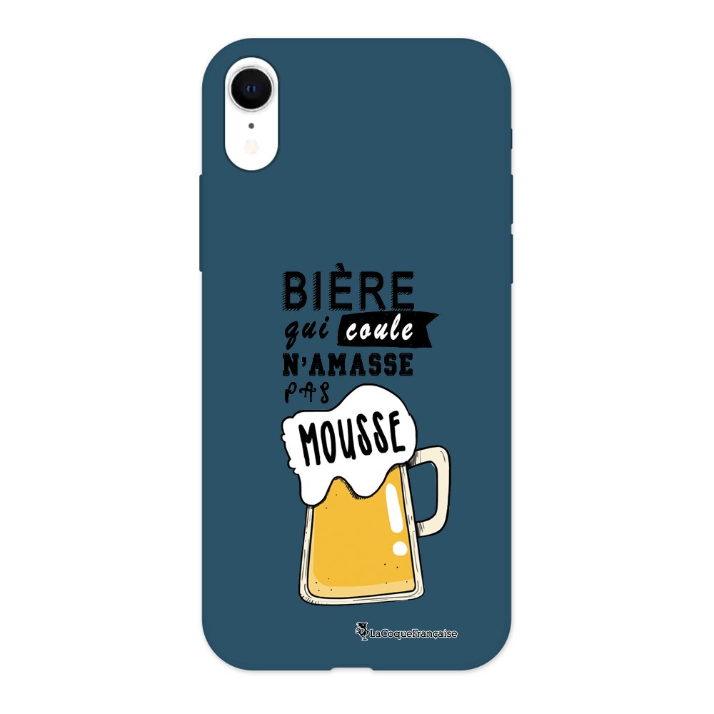 Coque Silicone Qui Ne Jaunit Pas -5€ sur Coque pour iPhone Xr Silicone Liquide Douce bleu marine Bière