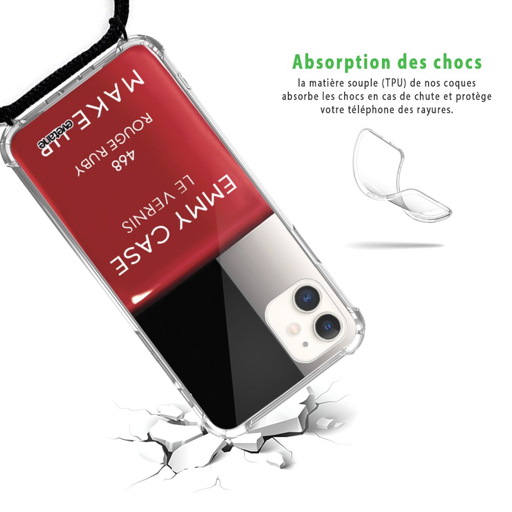 -4€98 sur Coque cordon pour iPhone 11 cordon noir Dessin ...