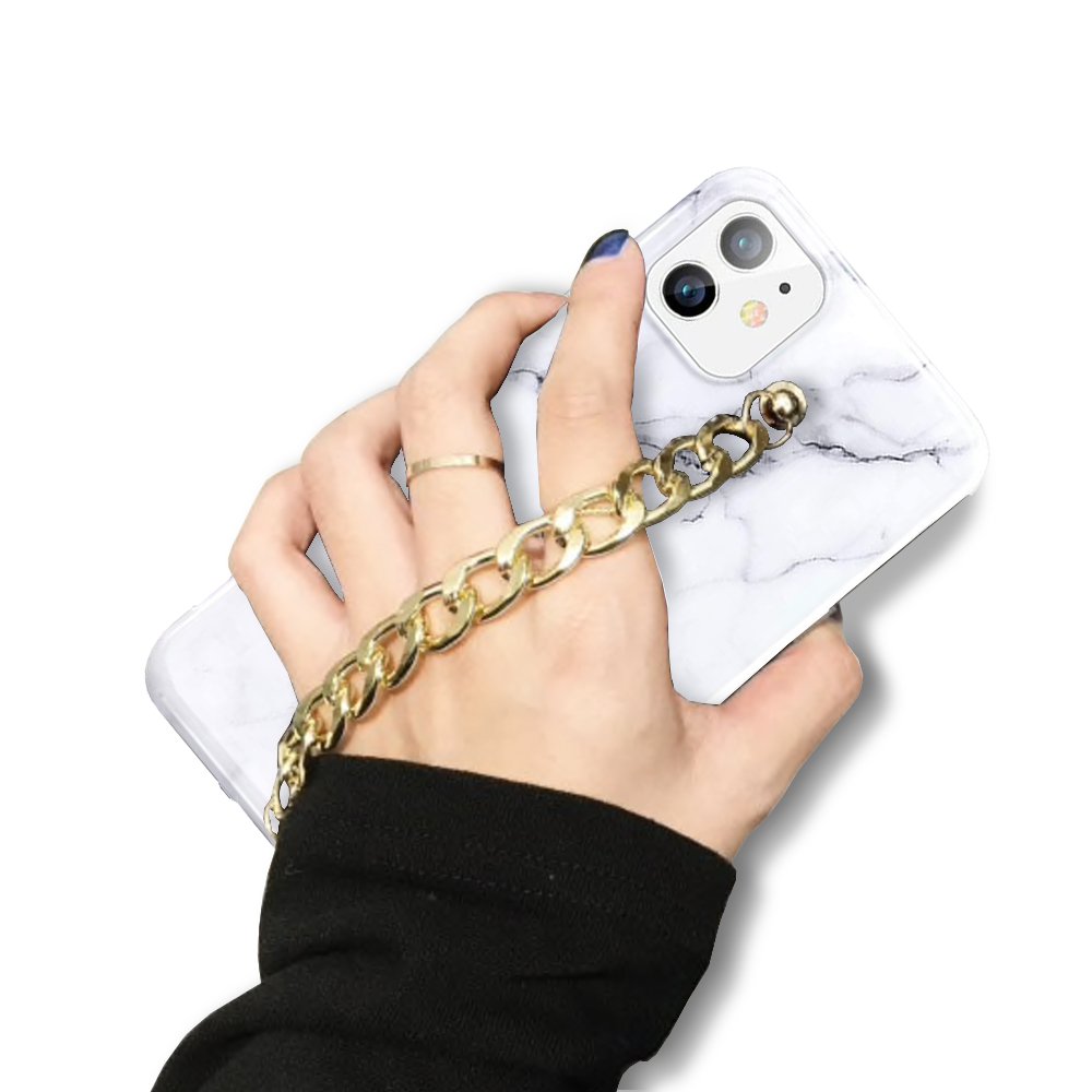 -19€91 sur Coque pour iPhone 11 effet marbre dragonne chaine dorée