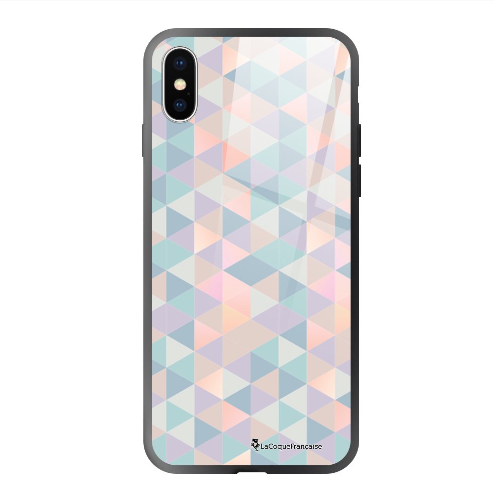 4 Sur Coque Pour IPhone X XS Soft Touch Noir Effet Glossy Triangles