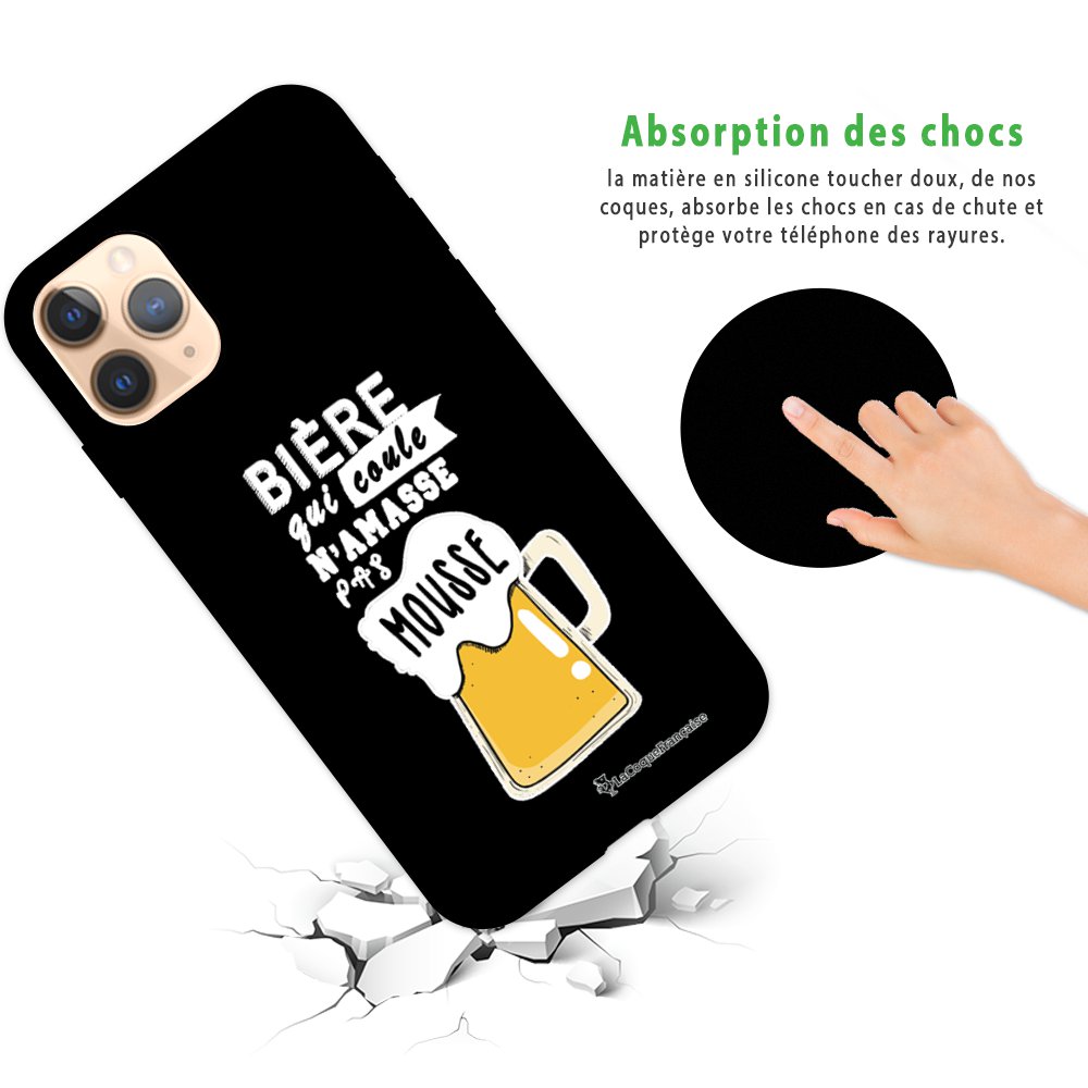 Coque Silicone Qui Ne Jaunit Pas -5€ sur Coque pour iPhone 11 Pro Silicone Liquide Douce noir Bière qui