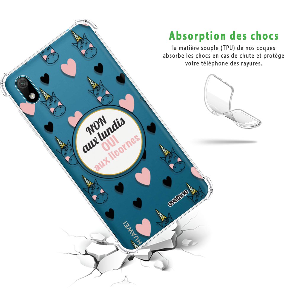 Coque Avec Cordon Pour Huawei Y5 2019 - Transparente Vert/bleu/blanc - Antichoc