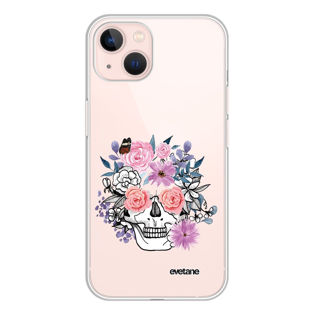 -5€ sur Coque pour iPhone 13 360 intégrale transparente Crâne floral ...
